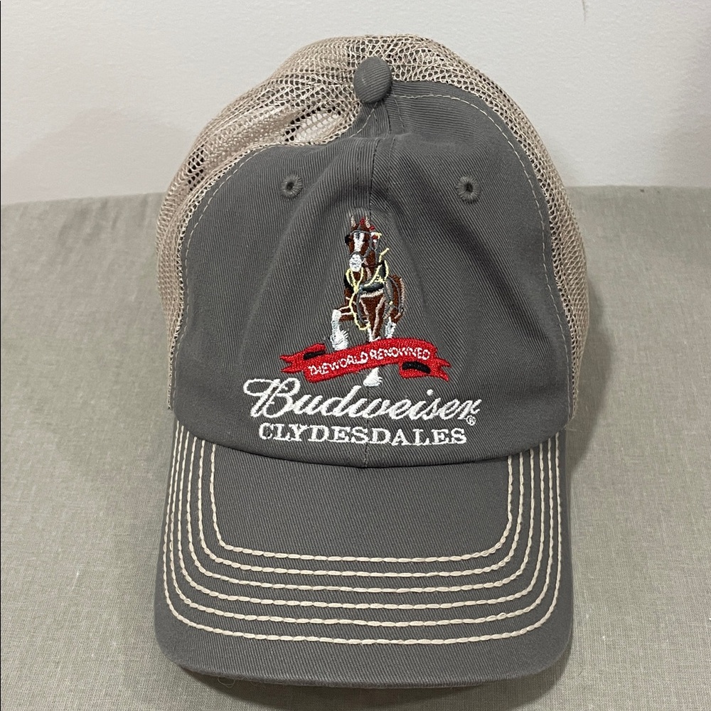 Budweiser World Renowned Clydesdales Velcro back weathered trucker hat